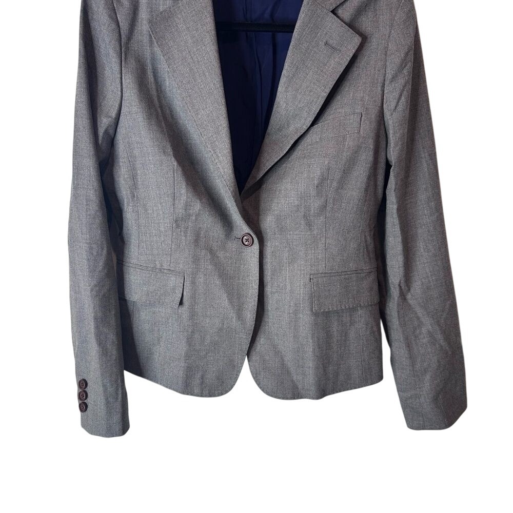 Vineyard Vines Womens Gray Leather Elbow Patch Blazer Jacket Martha's Vineyard S